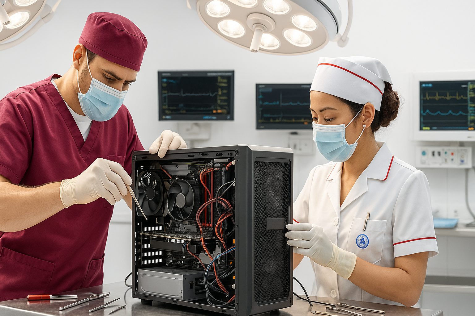 PMB Surgical Team Operating on Computer System